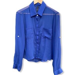 B Jewel Sheer Blouse Blue